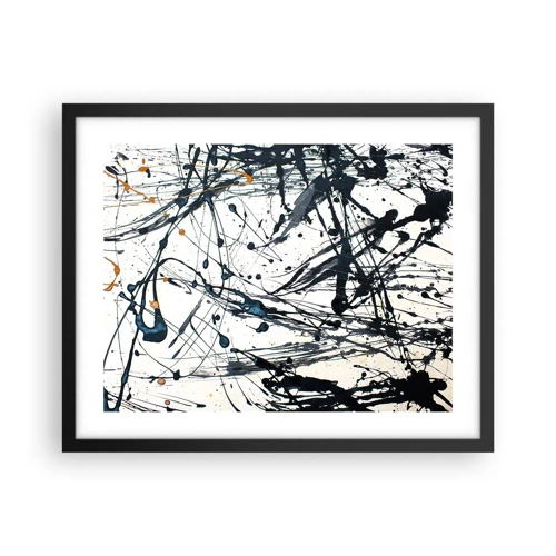 Poster in een zwarte lijst - Expressionistische abstractie - 50x40 cm