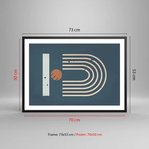 Poster in een zwarte lijst - Geometrie op de granaatappel - 70x50 cm