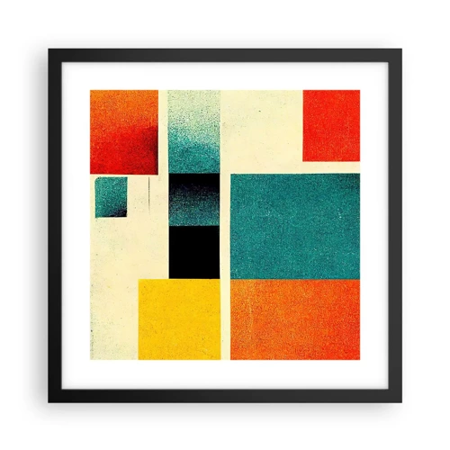 Poster in een zwarte lijst - Geometrische abstractie – goede energie - 40x40 cm