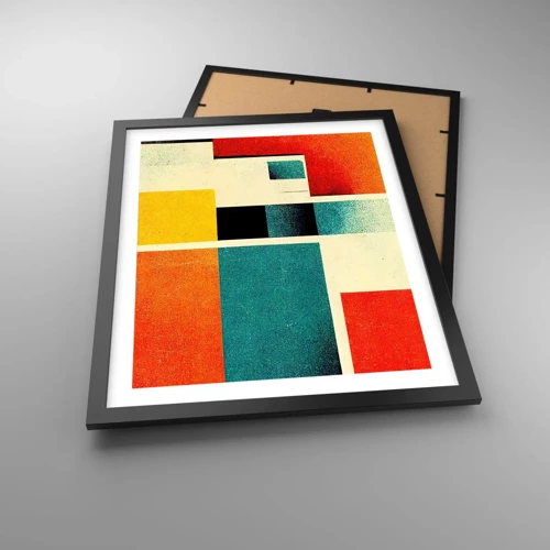 Poster in een zwarte lijst - Geometrische abstractie – goede energie - 40x50 cm