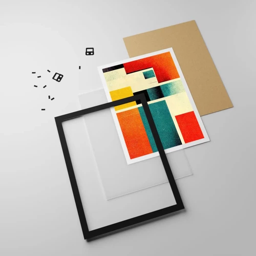 Poster in een zwarte lijst - Geometrische abstractie – goede energie - 40x50 cm