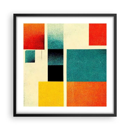 Poster in een zwarte lijst - Geometrische abstractie – goede energie - 50x50 cm