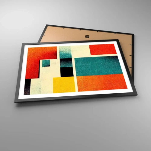 Poster in een zwarte lijst - Geometrische abstractie – goede energie - 70x50 cm