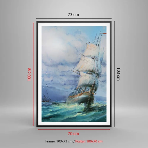 Poster in een zwarte lijst - Goede wind - 70x100 cm