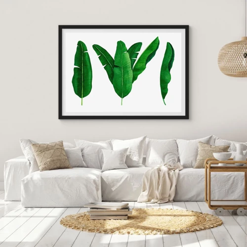 Poster in een zwarte lijst - Groene symmetrie - 70x50 cm