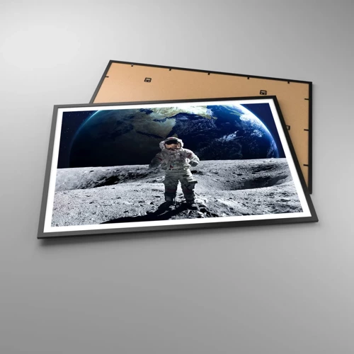 Poster in een zwarte lijst - Groetjes van de maan - 100x70 cm