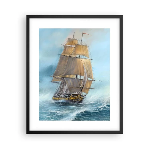 Poster in een zwarte lijst - Haasten over de golven - 40x50 cm