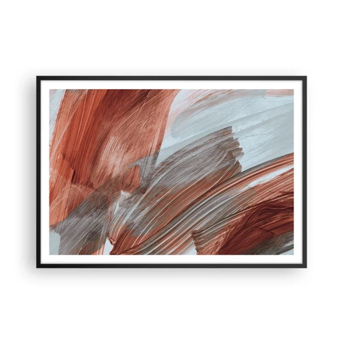 Poster in een zwarte lijst - Herfst en winderige abstractie - 100x70 cm