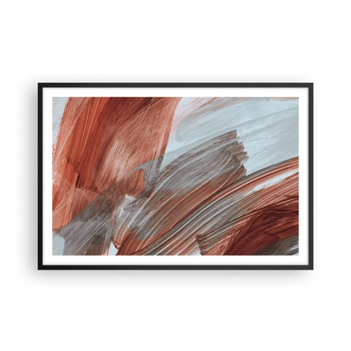 Poster in een zwarte lijst - Herfst en winderige abstractie - 91x61 cm