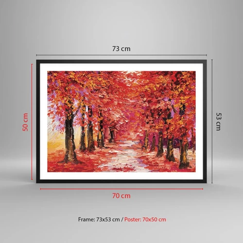 Poster in een zwarte lijst - Herfst impressie - 70x50 cm