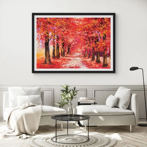 Poster in een zwarte lijst - Herfst impressie - 70x50 cm