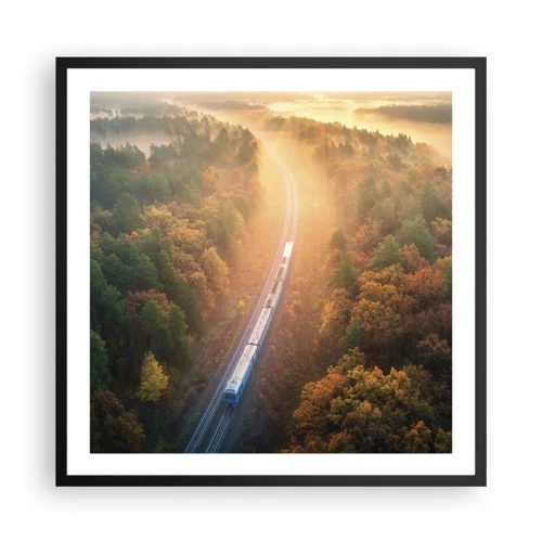 Poster in een zwarte lijst - Herfst reis - 60x60 cm