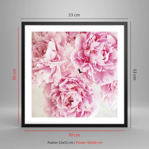 Poster in een zwarte lijst - In roze glamour - 50x50 cm