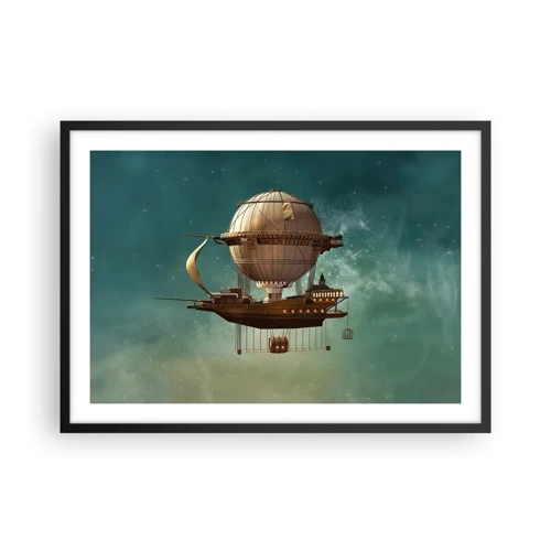 Poster in een zwarte lijst - Jules Verne groet - 70x50 cm