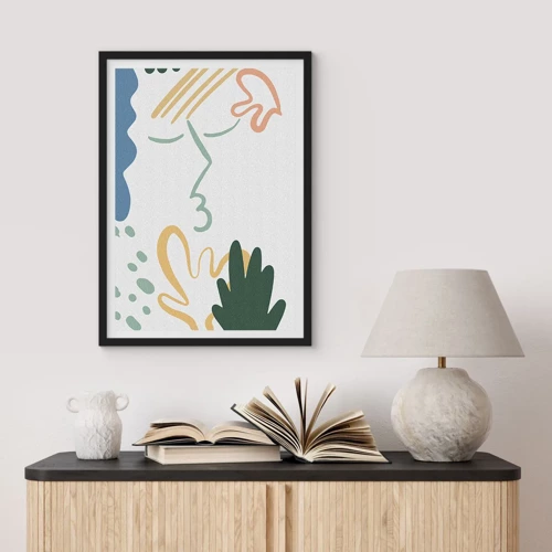 Poster in een zwarte lijst - Kus van bloemen - 50x70 cm