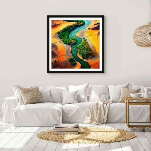 Poster in een zwarte lijst - Levengevende rivier - 40x40 cm