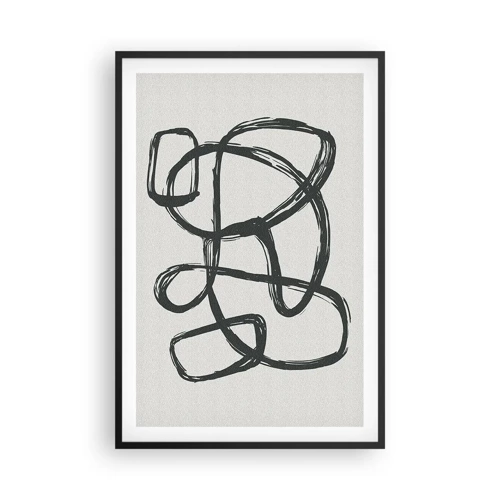 Poster in een zwarte lijst - Lusvormige abstractie - 61x91 cm