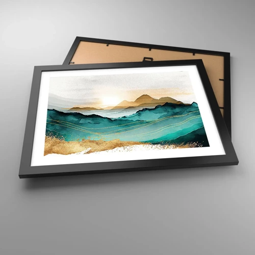 Poster in een zwarte lijst - Op de rand van abstractie – landschap - 40x30 cm