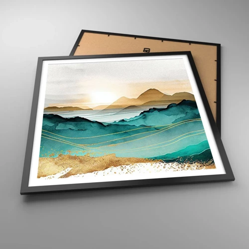 Poster in een zwarte lijst - Op de rand van abstractie – landschap - 60x60 cm