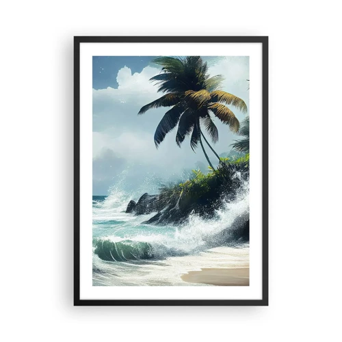 Poster in een zwarte lijst - Op een tropische kust - 50x70 cm