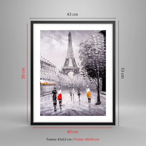 Poster in een zwarte lijst - Parijs wandeling - 40x50 cm