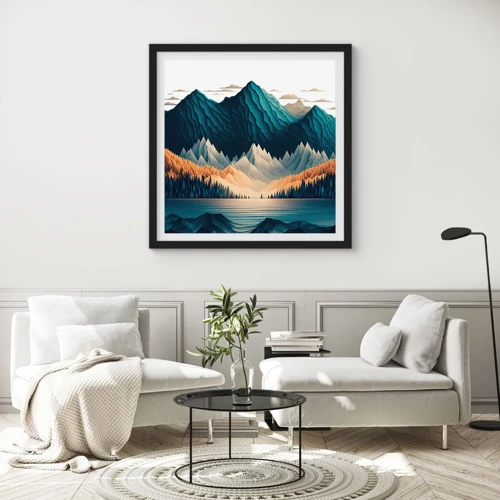 Poster in een zwarte lijst - Perfect berglandschap - 50x50 cm