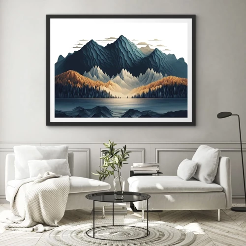 Poster in een zwarte lijst - Perfect berglandschap - 70x50 cm