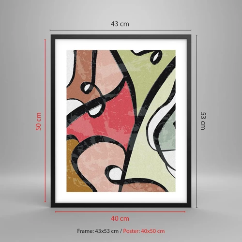 Poster in een zwarte lijst - Pirouettes tussen kleuren - 40x50 cm