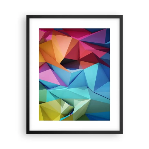 Poster in een zwarte lijst - Regenboog origami - 40x50 cm