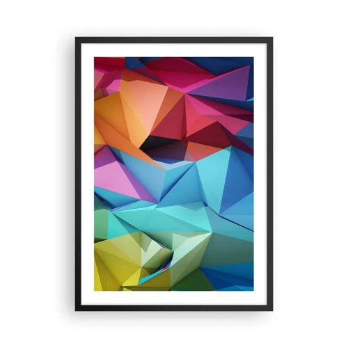 Poster in een zwarte lijst - Regenboog origami - 50x70 cm