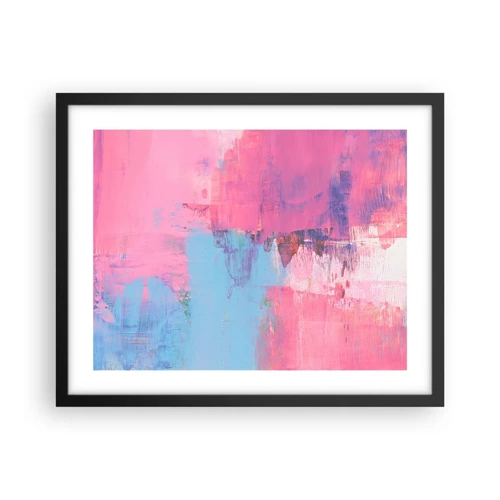 Poster in een zwarte lijst - Roze, blauw en een vleugje licht - 50x40 cm