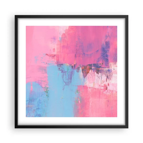 Poster in een zwarte lijst - Roze, blauw en een vleugje licht - 50x50 cm