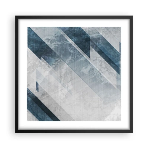 Poster in een zwarte lijst - Ruimtelijke compositie - grijze beweging - 50x50 cm