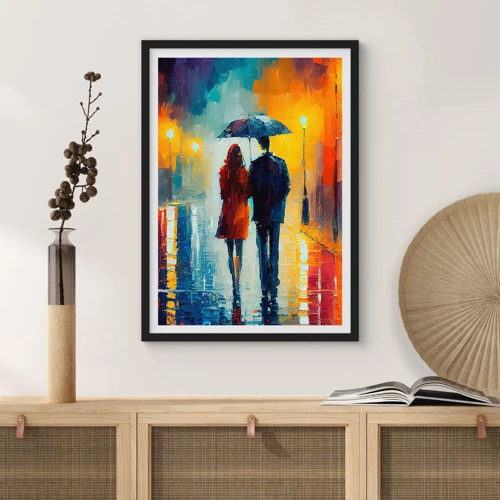 Poster in een zwarte lijst - Samen – een kleurrijke nacht - 40x50 cm