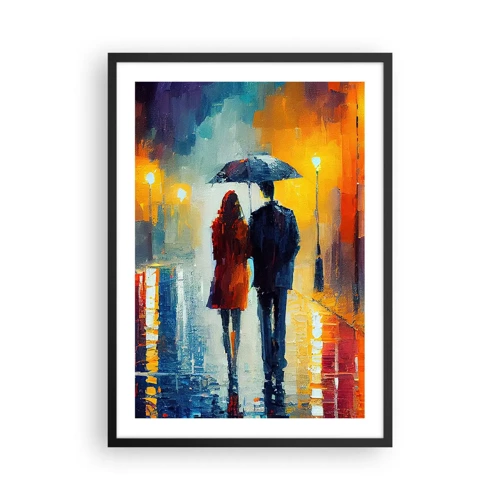 Poster in een zwarte lijst - Samen – een kleurrijke nacht - 50x70 cm