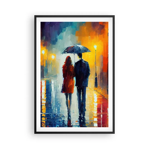 Poster in een zwarte lijst - Samen – een kleurrijke nacht - 61x91 cm