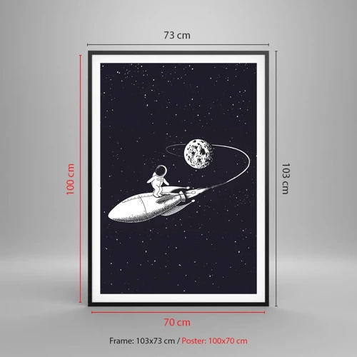 Poster in een zwarte lijst - Spacesurfer - 70x100 cm