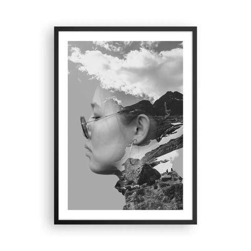 Poster in een zwarte lijst - Top en bewolkt portret - 50x70 cm