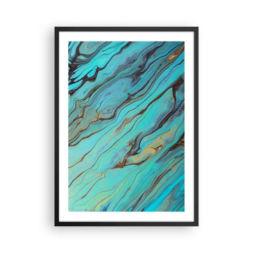 Poster in een zwarte lijst - Turquoise vloed - 50x70 cm