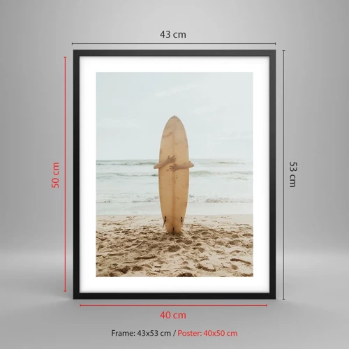 Poster in een zwarte lijst - Uit liefde voor golven - 40x50 cm