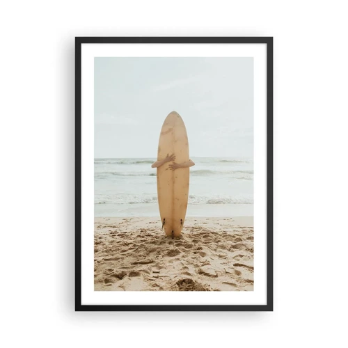 Poster in een zwarte lijst - Uit liefde voor golven - 50x70 cm