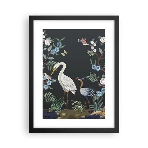 Poster in een zwarte lijst - Vogelparade - 30x40 cm