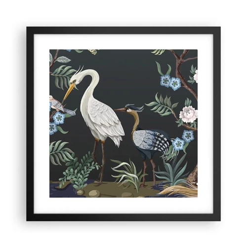 Poster in een zwarte lijst - Vogelparade - 40x40 cm