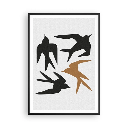 Poster in een zwarte lijst - Zwaluwen spel - 70x100 cm