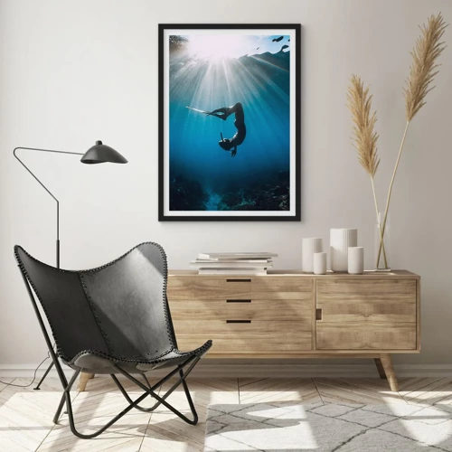 Poster in een zwarte lijst - onderwaterdans - 50x70 cm