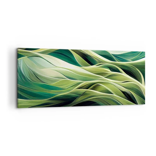 Schilderen op canvas - Abstract groen spel - 100x40 cm