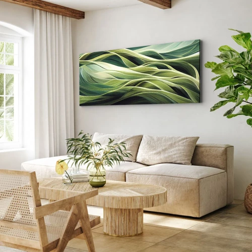 Schilderen op canvas - Abstract groen spel - 100x40 cm