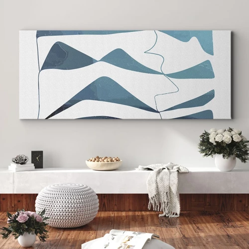 Schilderen op canvas - Abstractie: turquoise verbinding - 100x40 cm