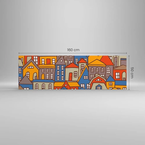 Schilderen op canvas - Achter het huis is een huis - 160x50 cm