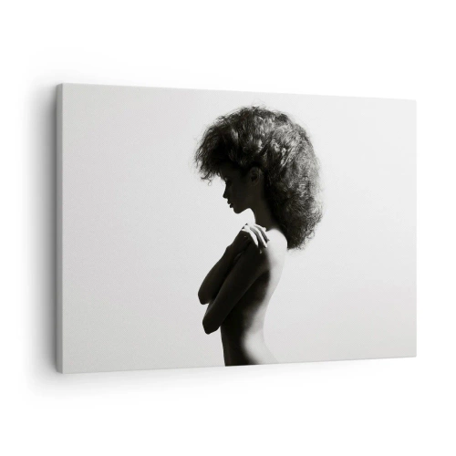 Schilderen op canvas Arttor 70x50 cm - Als een bloem op een slanke stengel - Vrouw, Lichaam, Model, Zwart En Wit, Moderne Kunst, Naar de woonkamer, Naar de slaapkamer, Wit, Zwart, Horizontaal, Canvas, AA70x50-4946